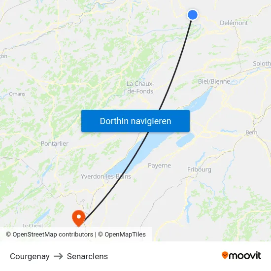 Courgenay to Senarclens map