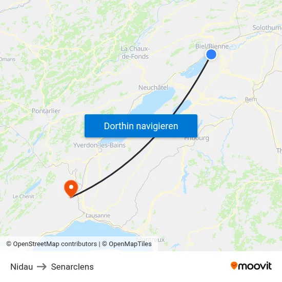 Nidau to Senarclens map