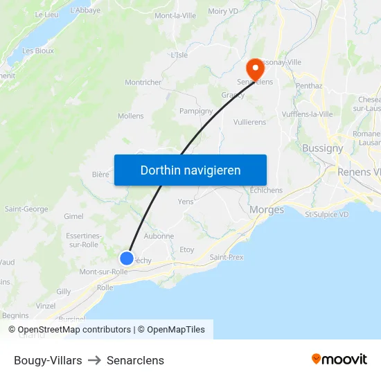 Bougy-Villars to Senarclens map
