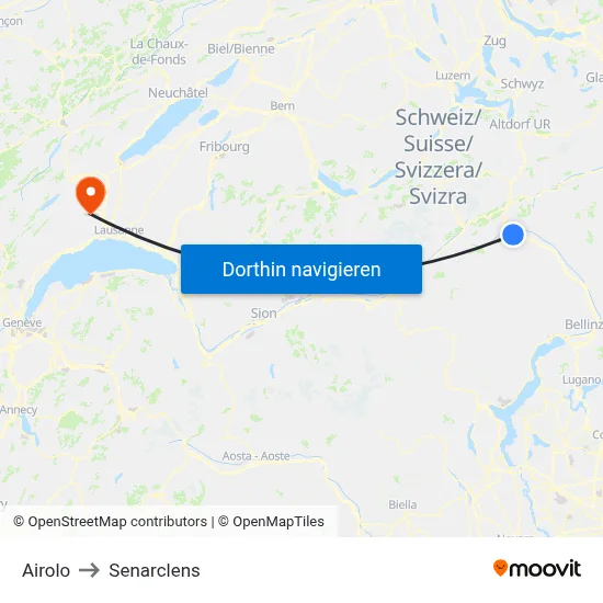 Airolo to Senarclens map