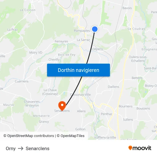 Orny to Senarclens map