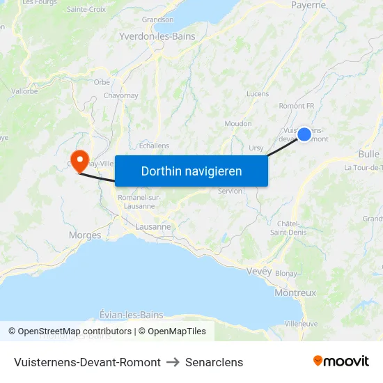 Vuisternens-Devant-Romont to Senarclens map