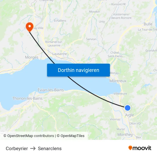 Corbeyrier to Senarclens map