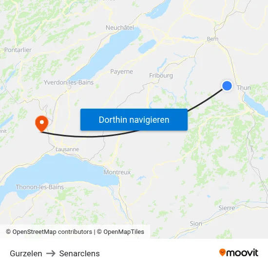 Gurzelen to Senarclens map
