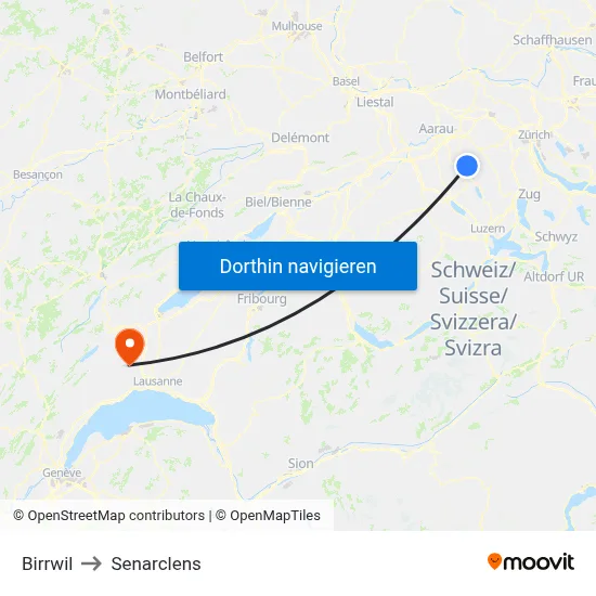 Birrwil to Senarclens map