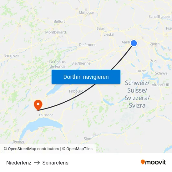 Niederlenz to Senarclens map
