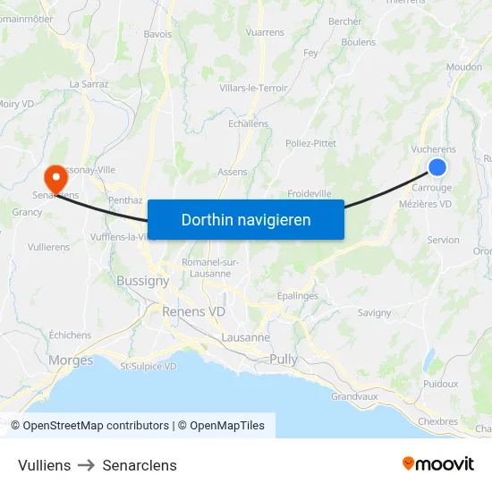 Vulliens to Senarclens map