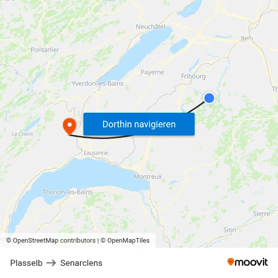 Plasselb to Senarclens map