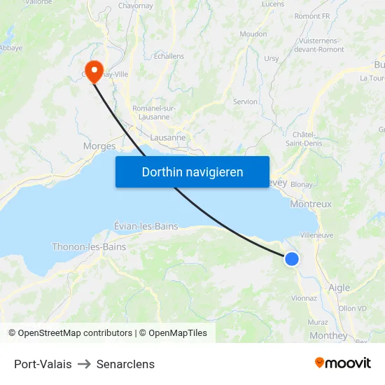 Port-Valais to Senarclens map