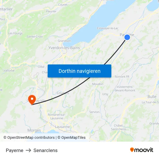 Payerne to Senarclens map