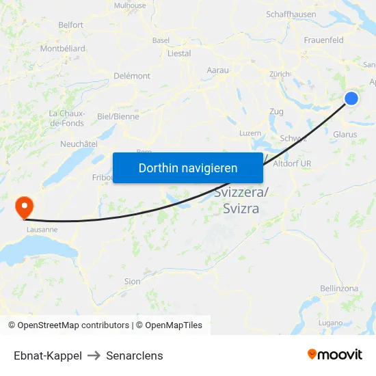 Ebnat-Kappel to Senarclens map