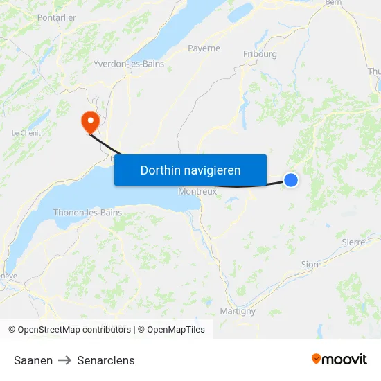 Saanen to Senarclens map