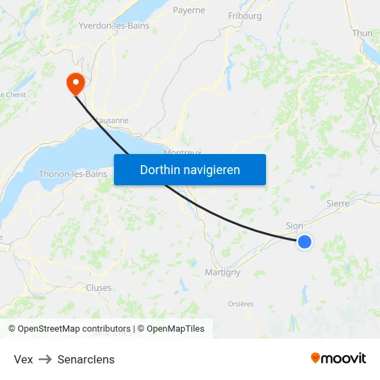 Vex to Senarclens map