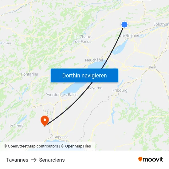 Tavannes to Senarclens map