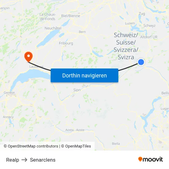 Realp to Senarclens map