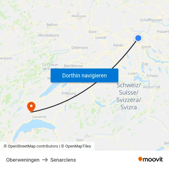 Oberweningen to Senarclens map