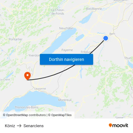 Köniz to Senarclens map