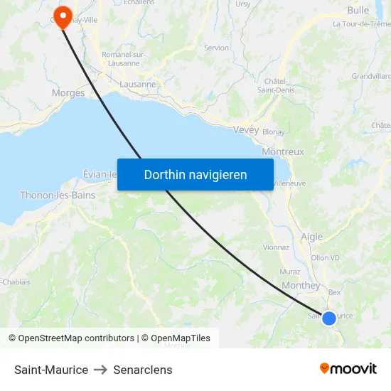 Saint-Maurice to Senarclens map