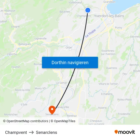 Champvent to Senarclens map
