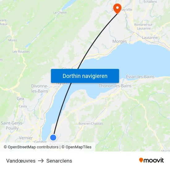Vandœuvres to Senarclens map
