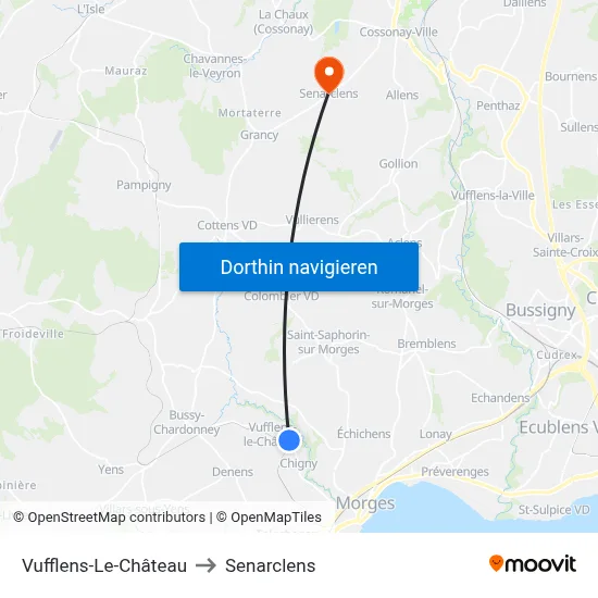 Vufflens-Le-Château to Senarclens map