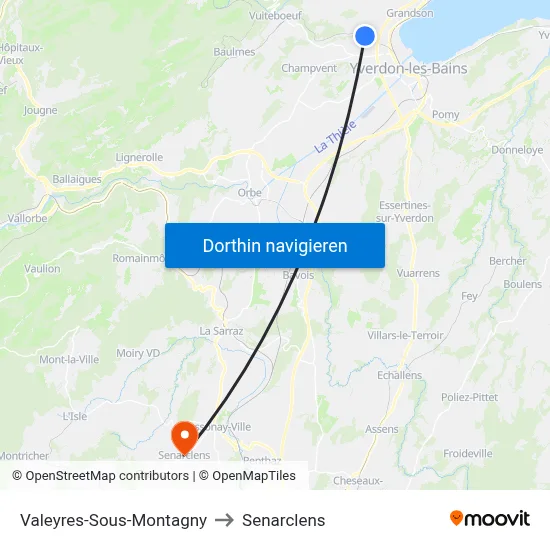 Valeyres-Sous-Montagny to Senarclens map