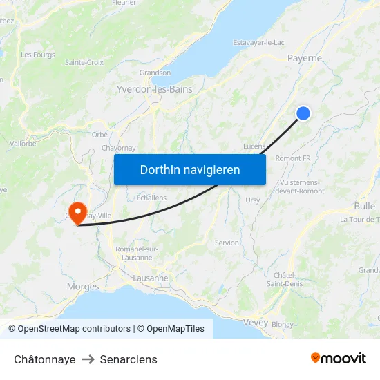 Châtonnaye to Senarclens map