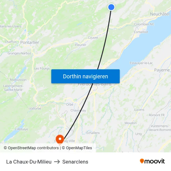 La Chaux-Du-Milieu to Senarclens map