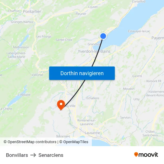 Bonvillars to Senarclens map