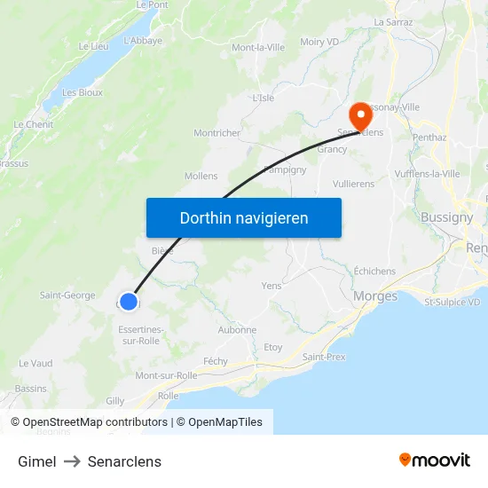 Gimel to Senarclens map