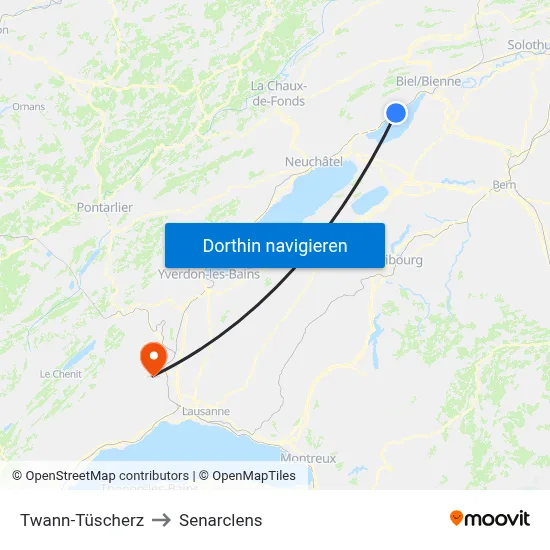 Twann-Tüscherz to Senarclens map
