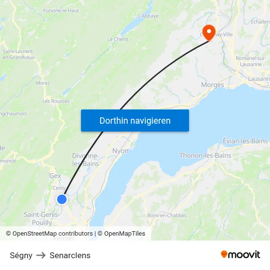 Ségny to Senarclens map