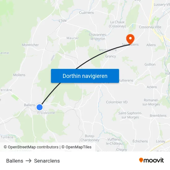 Ballens to Senarclens map