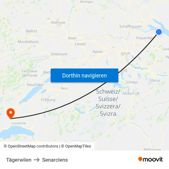 Tägerwilen to Senarclens map