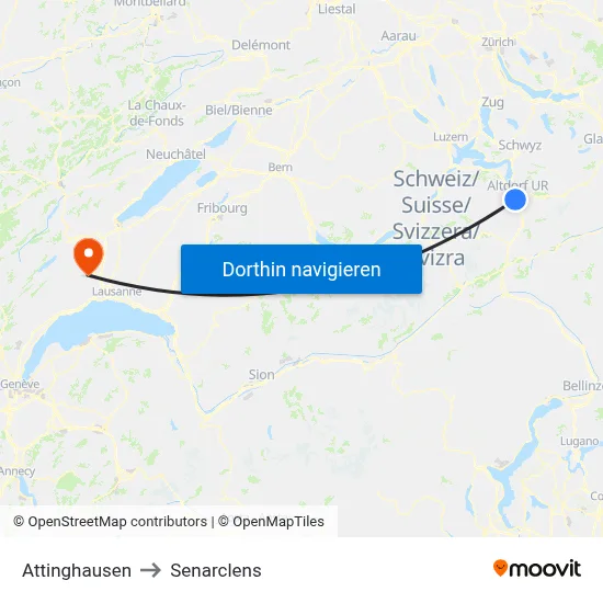 Attinghausen to Senarclens map