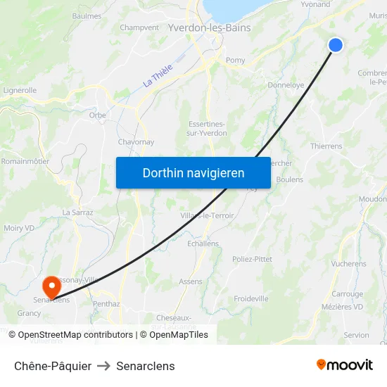 Chêne-Pâquier to Senarclens map