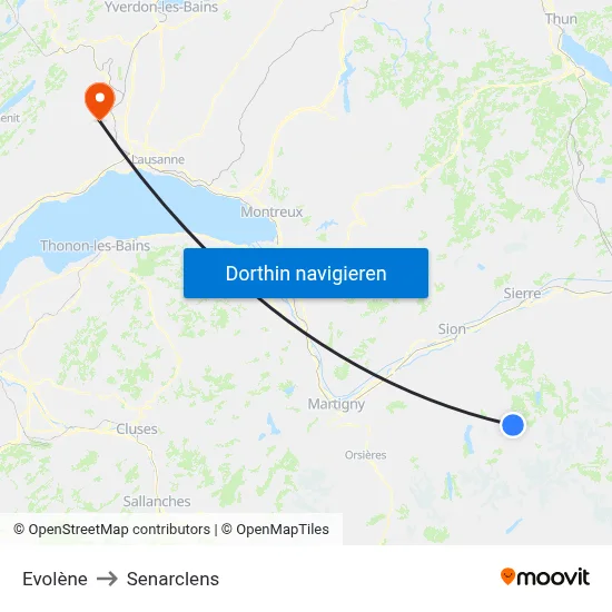 Evolène to Senarclens map