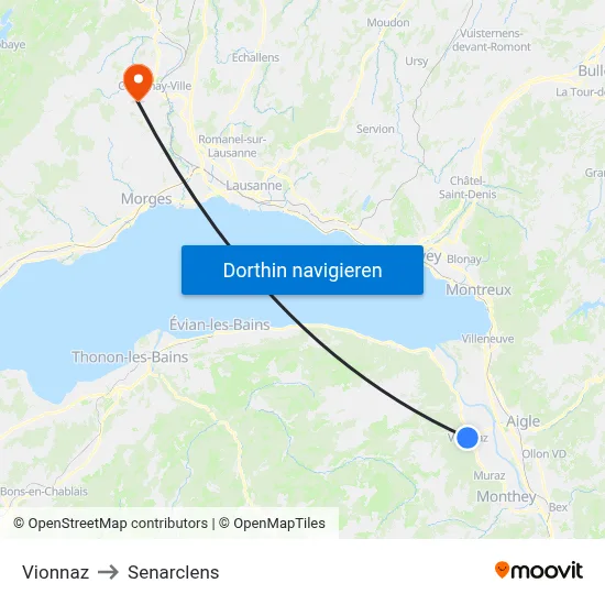 Vionnaz to Senarclens map
