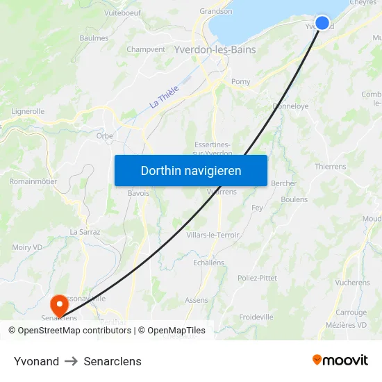 Yvonand to Senarclens map