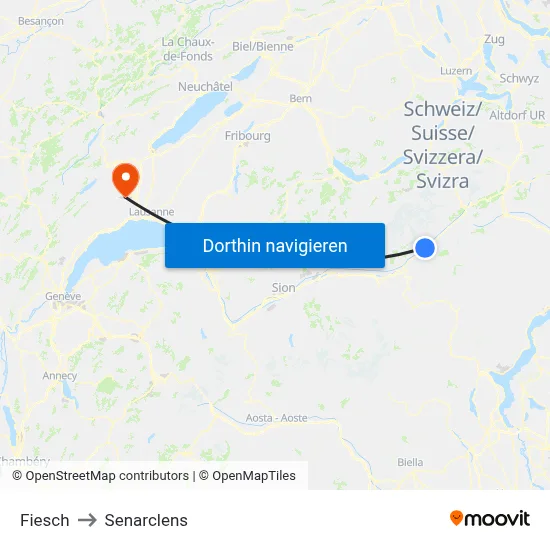 Fiesch to Senarclens map