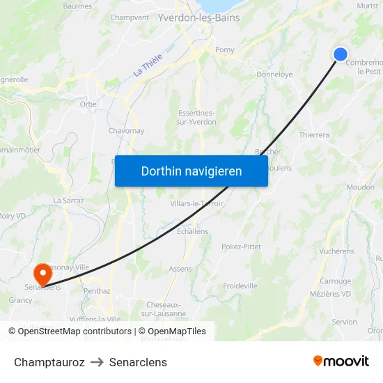 Champtauroz to Senarclens map