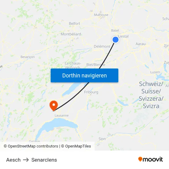 Aesch to Senarclens map
