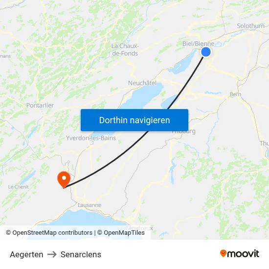 Aegerten to Senarclens map