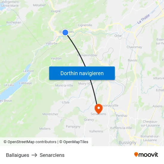 Ballaigues to Senarclens map
