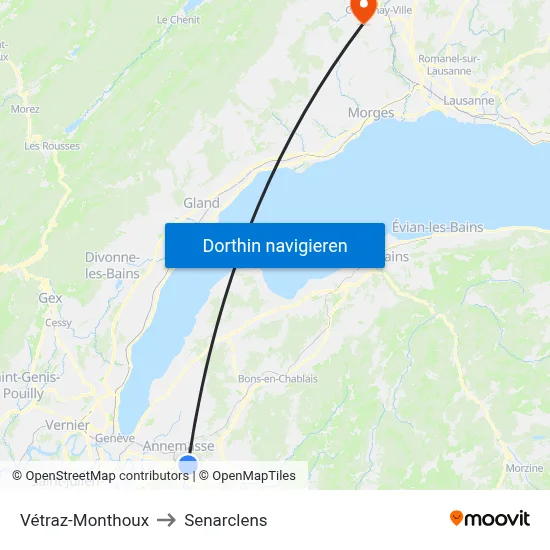 Vétraz-Monthoux to Senarclens map