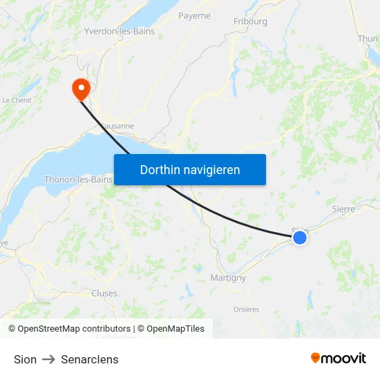 Sion to Senarclens map