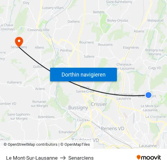 Le Mont-Sur-Lausanne to Senarclens map