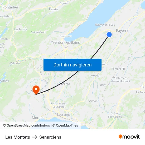 Les Montets to Senarclens map