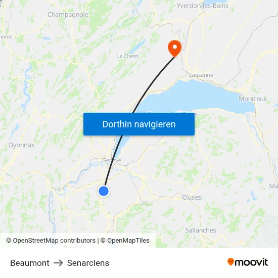 Beaumont to Senarclens map