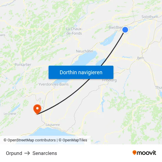 Orpund to Senarclens map